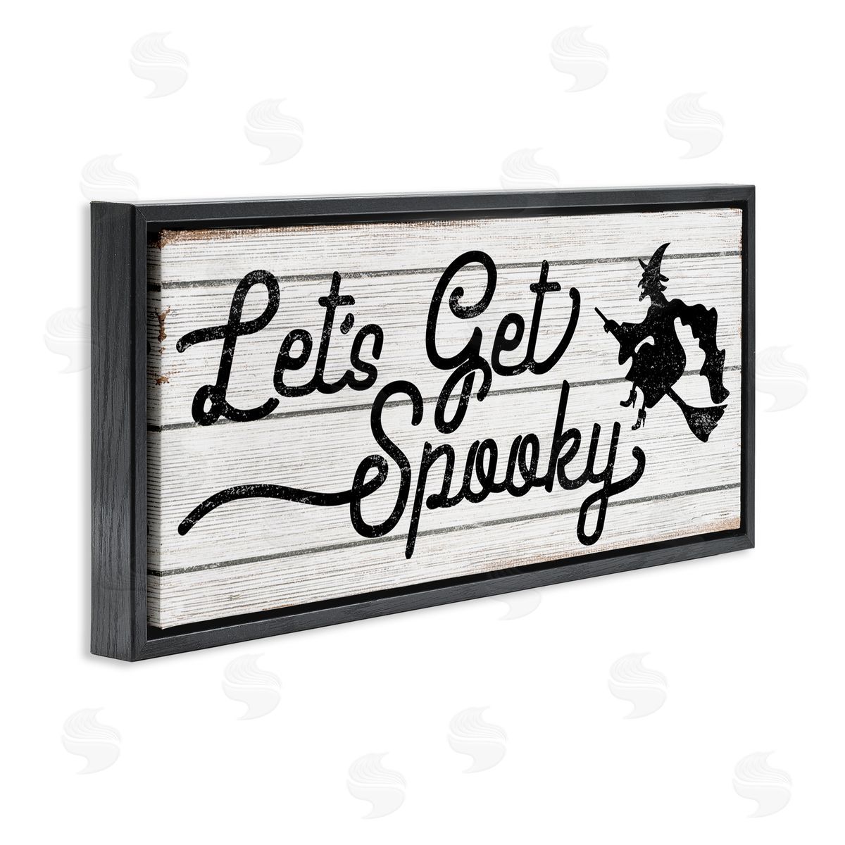 Stupell Studio Let's Get Spooky Rustic Witch Black Floater Frame Canvas Art