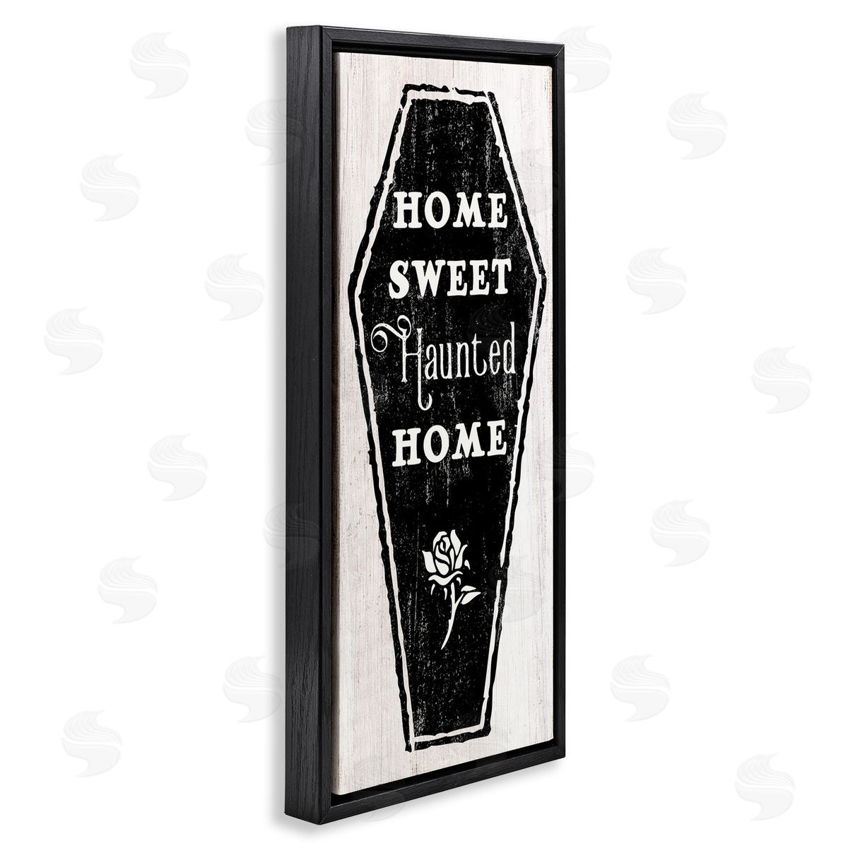 Stupell Studio Home Sweet Haunted Home Casket Black Floater Frame Canvas Art