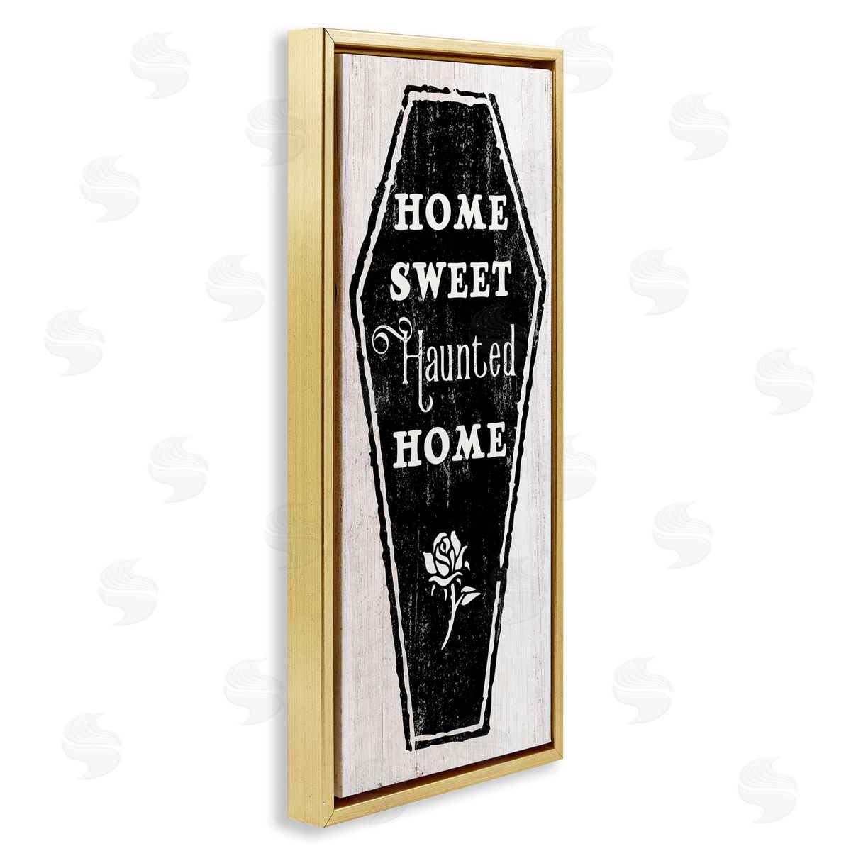 Stupell Studio Home Sweet Haunted Home Casket Gold Floater Frame Canvas Art