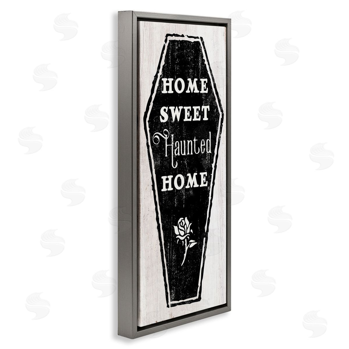 Stupell Studio Home Sweet Haunted Home Casket Gray Floater Frame Canvas Art