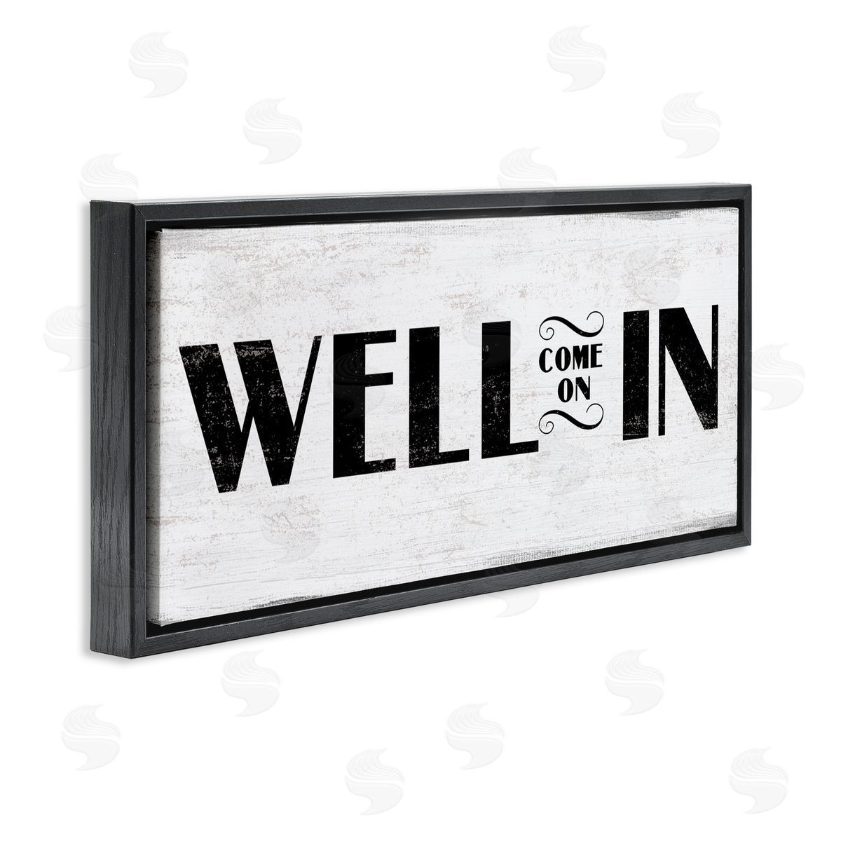 Stupell Studio Well Come On In Rustic Design Black Floater Frame Canvas Art