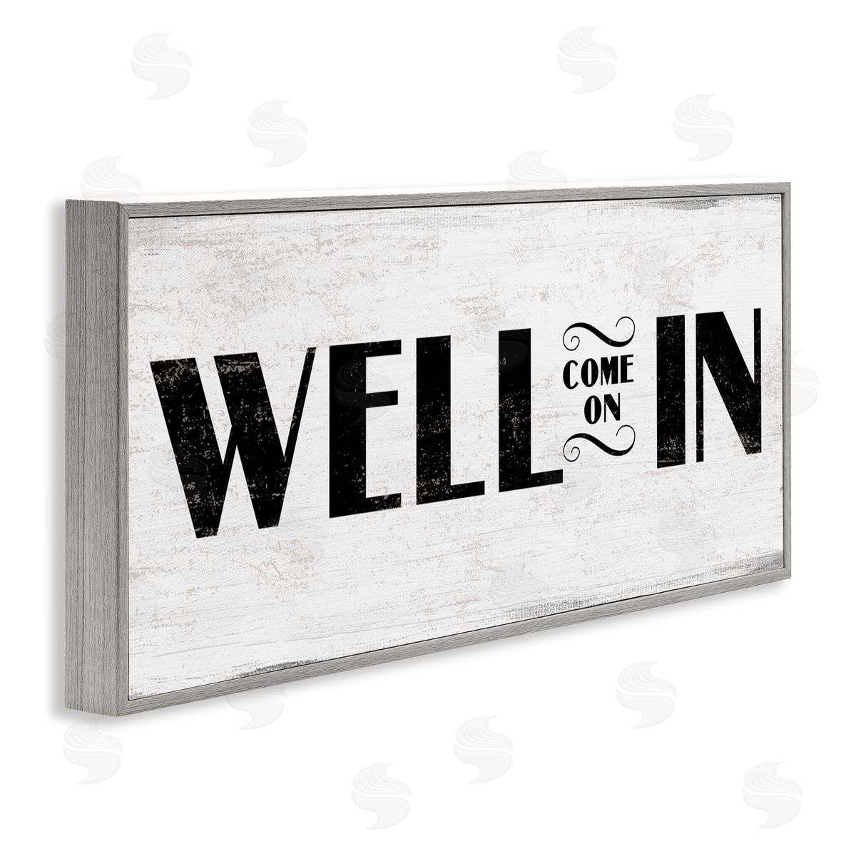 Stupell Studio Well Come On In Rustic Design Gray Framed Giclee Wall Art