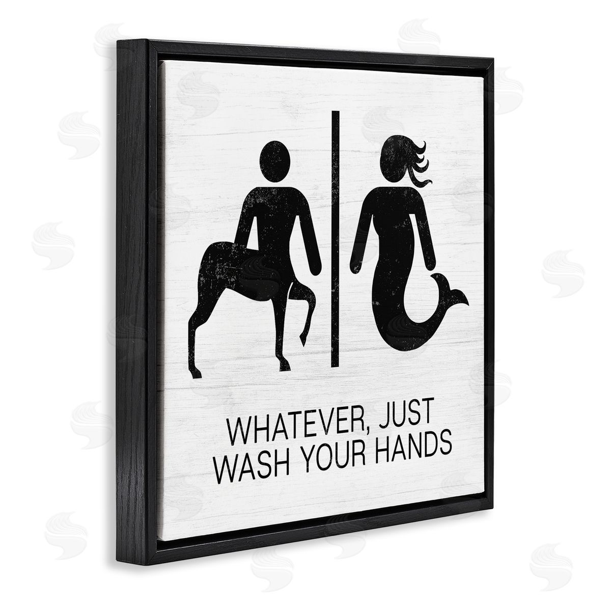 Stupell Studio Wash Your Hands Mythical Centaur Mermaid Black Floater Frame Canvas Art
