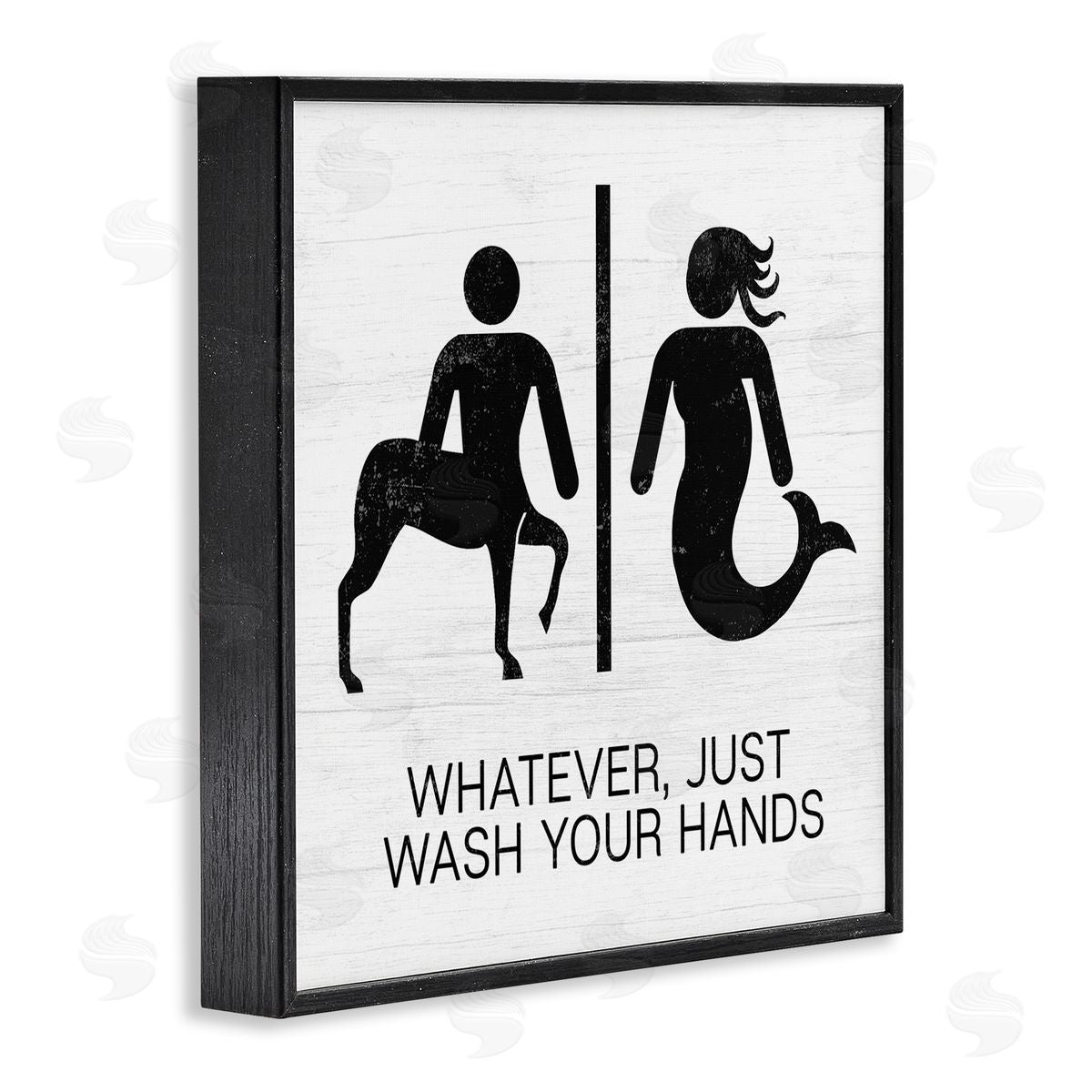 Stupell Studio Wash Your Hands Mythical Centaur Mermaid Black Framed Giclee Wall Art