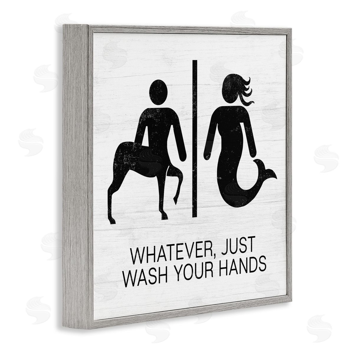 Stupell Studio Wash Your Hands Mythical Centaur Mermaid Gray Framed Giclee Wall Art