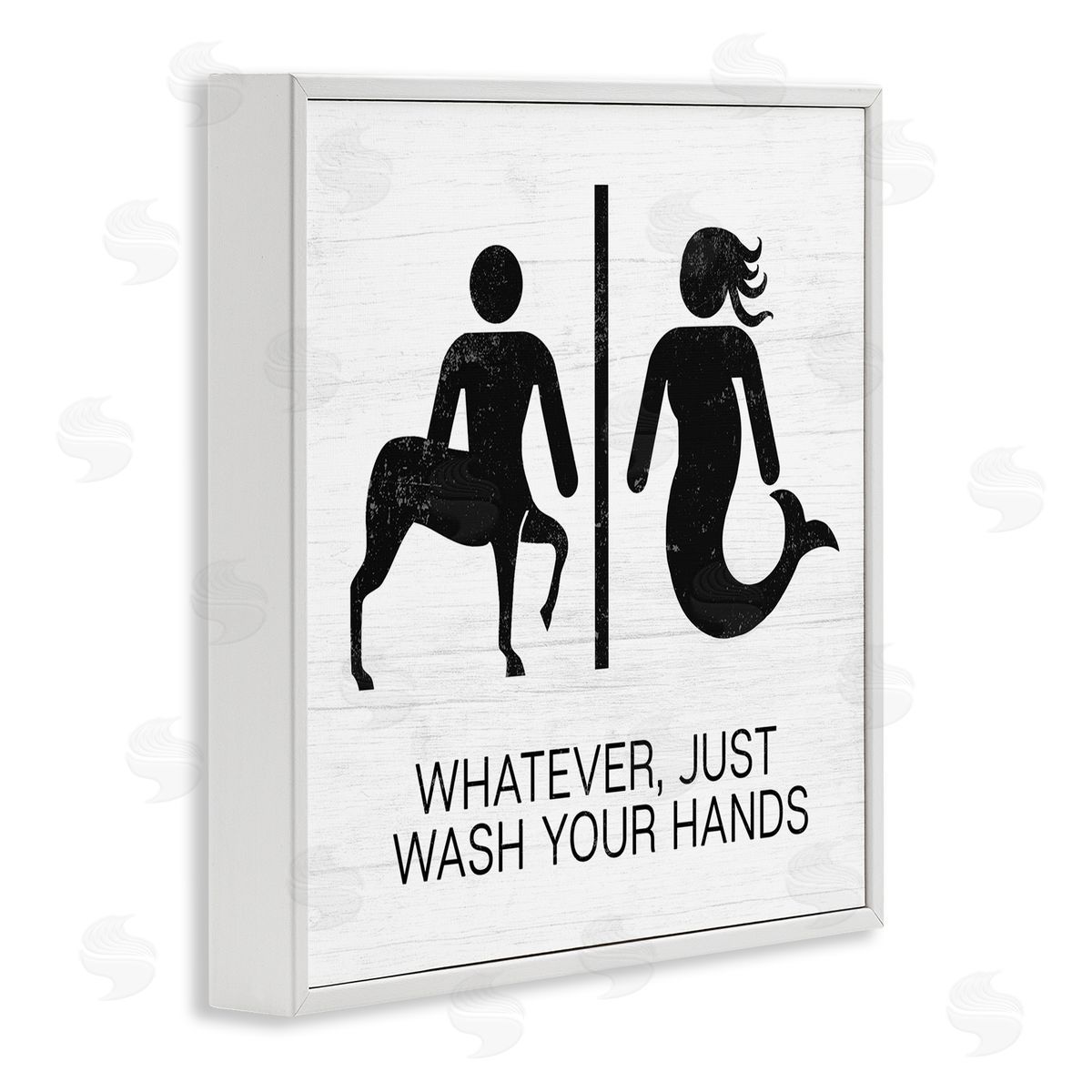 Stupell Studio Wash Your Hands Mythical Centaur Mermaid White Framed Giclee Wall Art