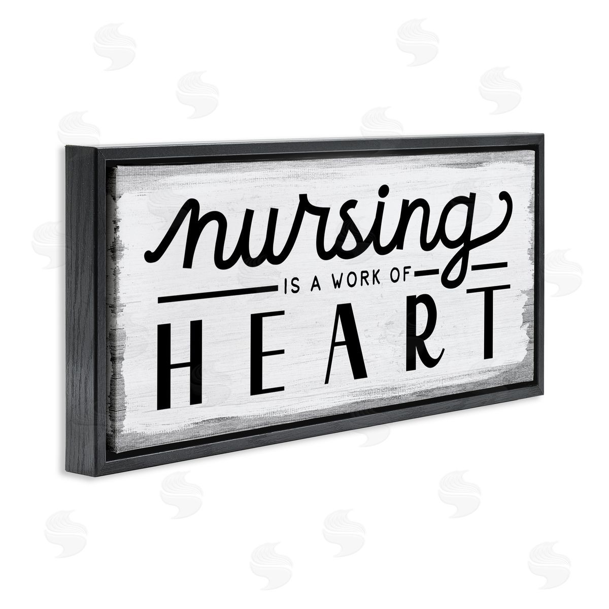 Stupell Studio Nursing Work of Heart Sign Black Floater Frame Canvas Art