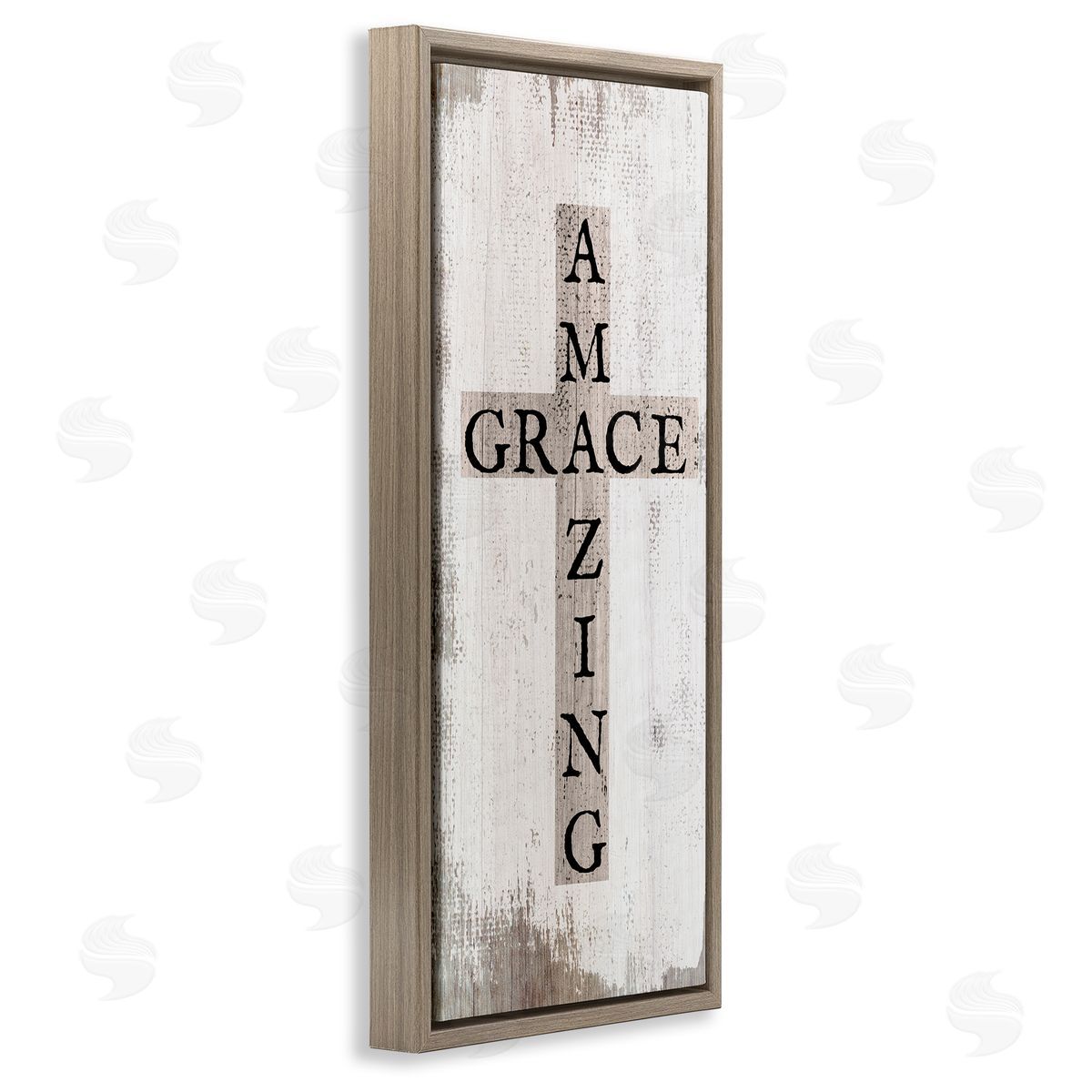 Amazing Grace Rustic Cross Brown Floating Frame Canvas Wall Art, Home Decor by Stupell Studio