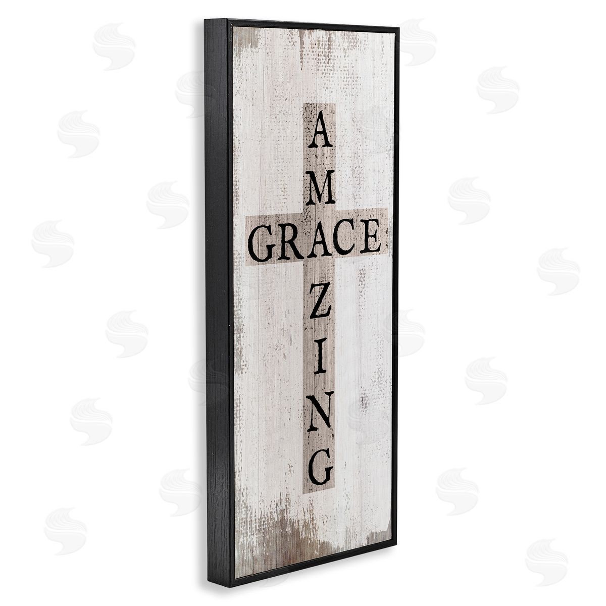 Amazing Grace Rustic Cross Black Frame Print Wall Art, Home Decor by Stupell Studio