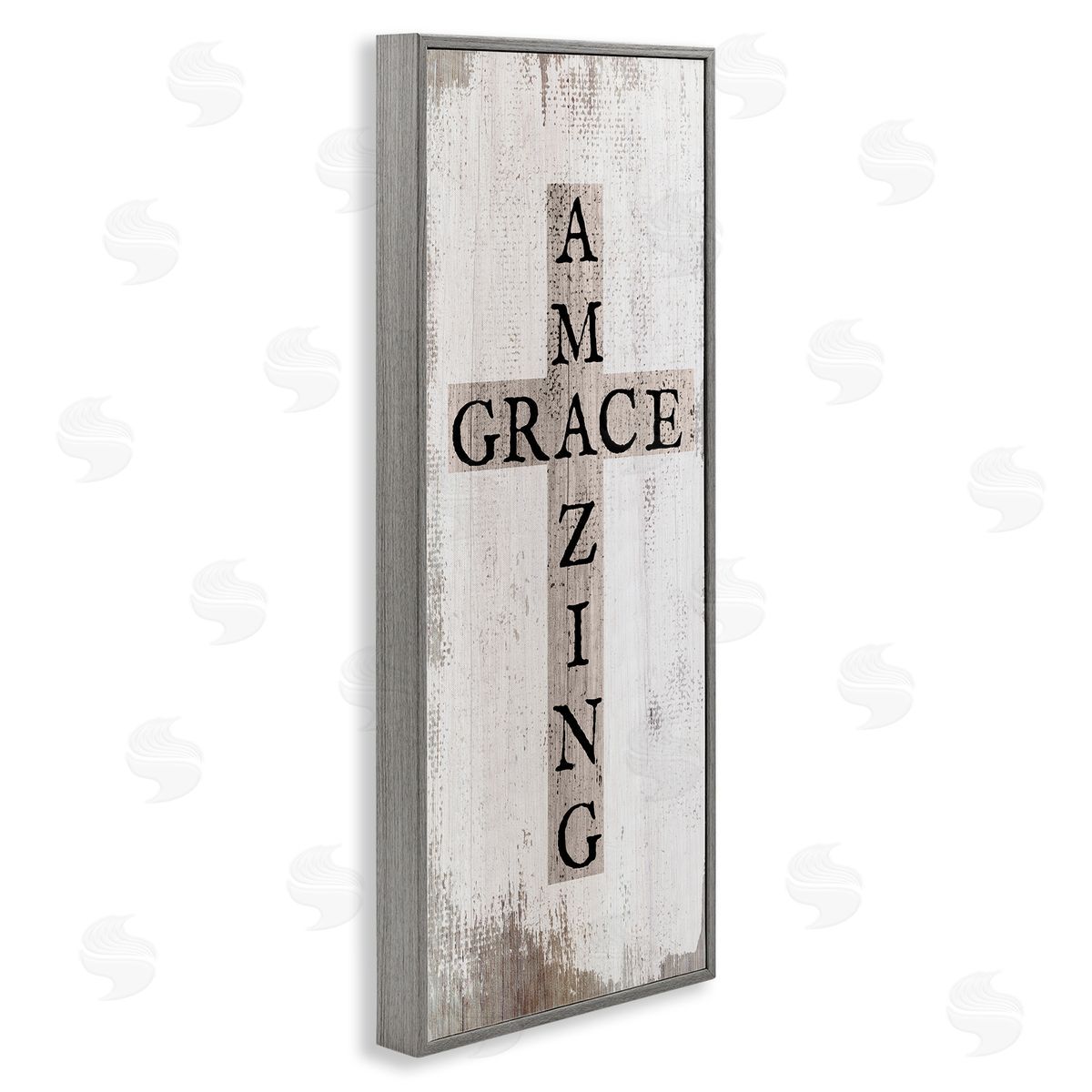 Amazing Grace Rustic Cross Grey Frame Print Wall Art, Home Decor by Stupell Studio