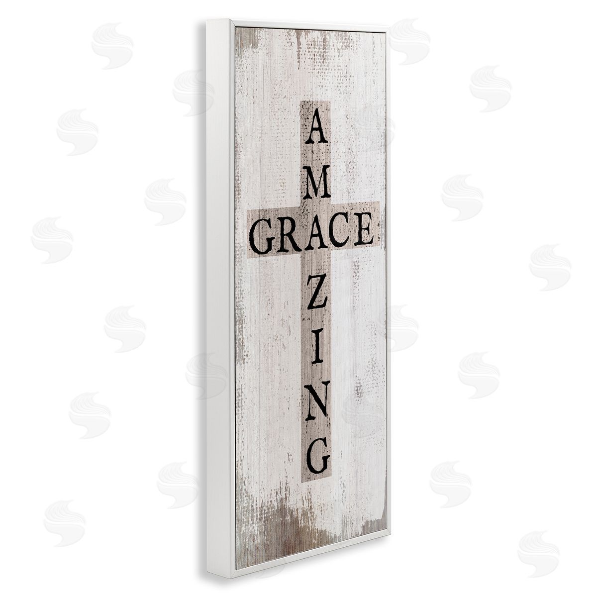 Amazing Grace Rustic Cross White Frame Print Wall Art, Home Decor by Stupell Studio