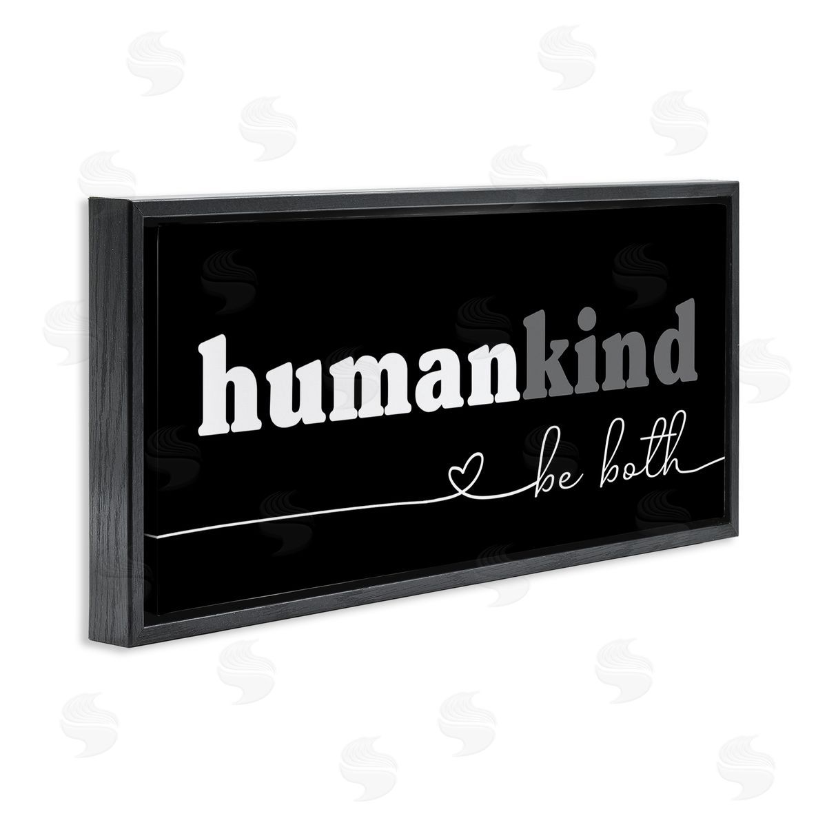 Stupell Studio Human Kind Motivational Phrase  Black Floater Frame Canvas Art