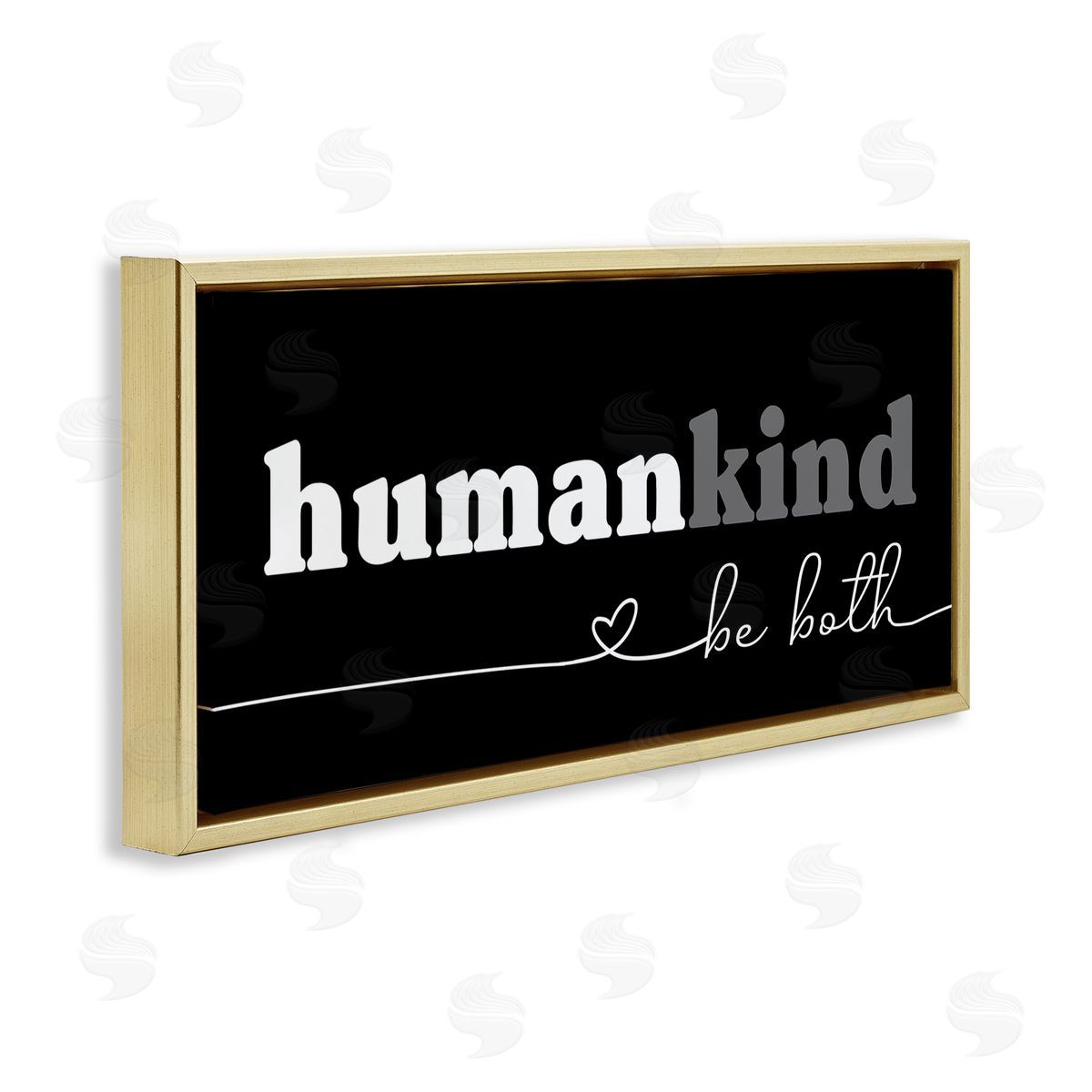 Stupell Studio Human Kind Motivational Phrase  Gold Floater Frame Canvas Art