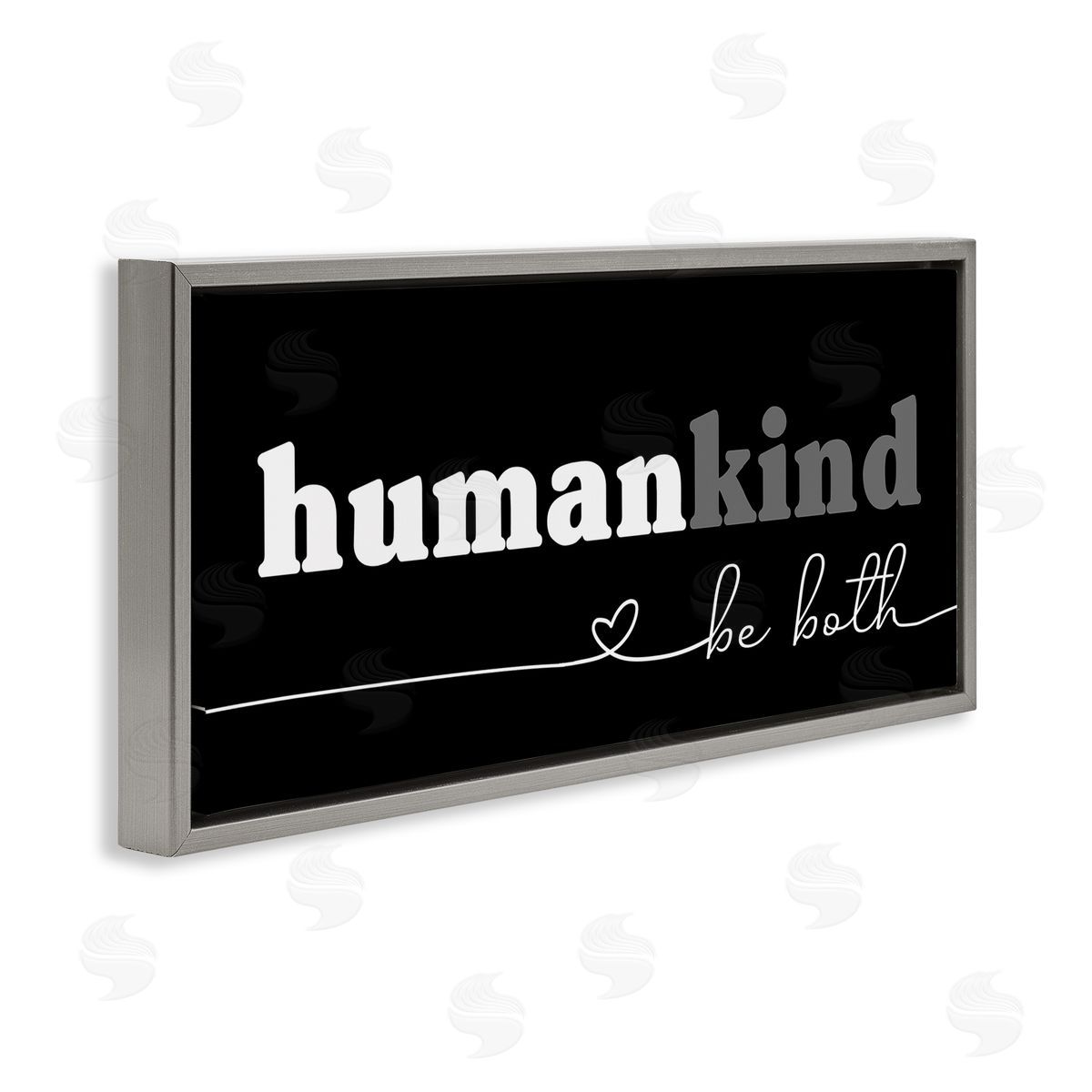 Stupell Studio Human Kind Motivational Phrase  Gray Floater Frame Canvas Art