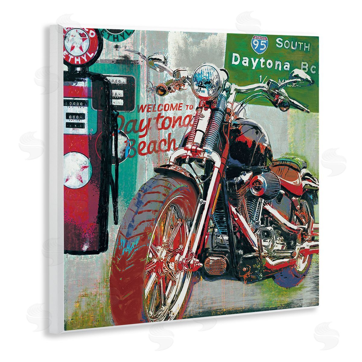 Ray Foster Motorcycle Gas Station Pop Art Wall Plaque Art