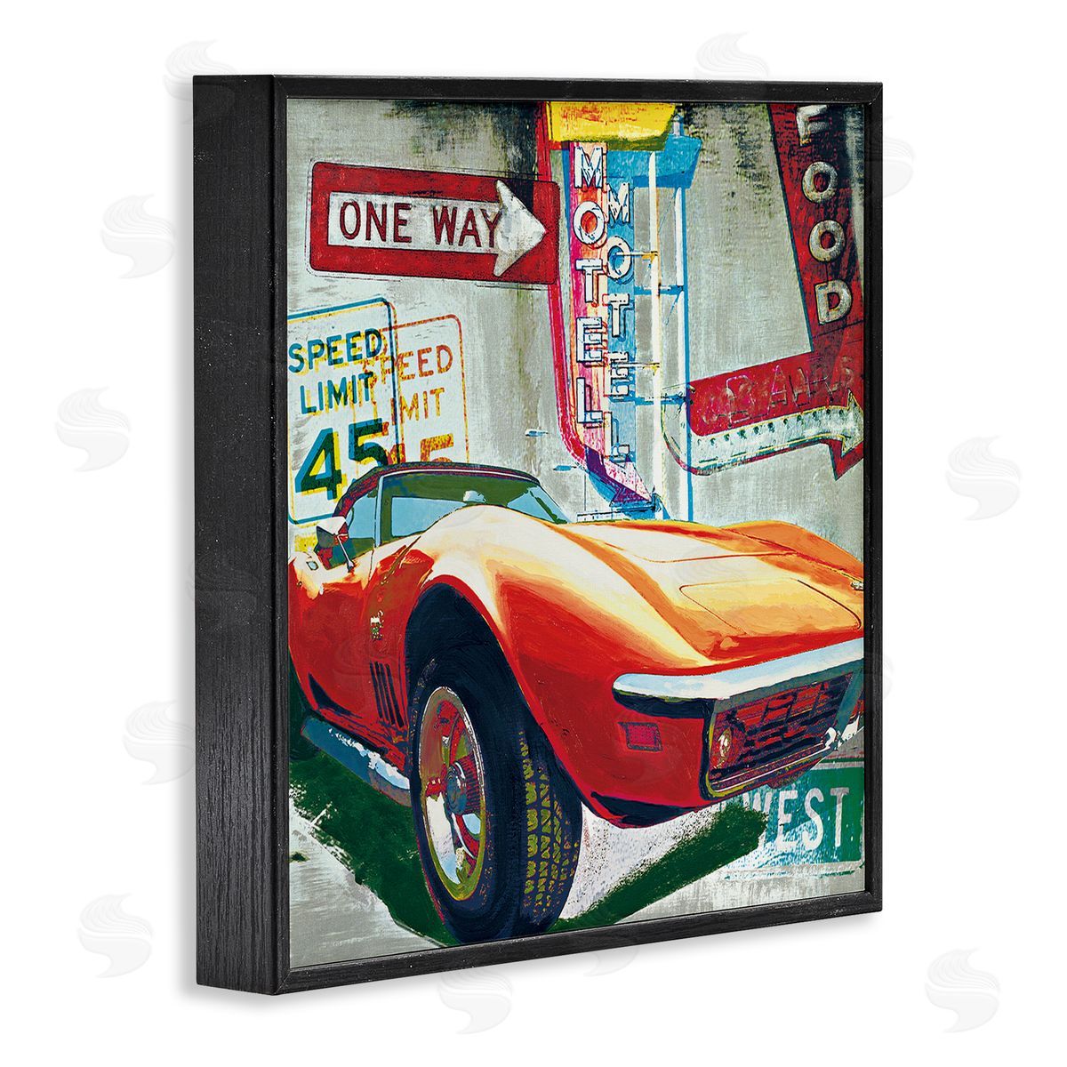 Ray Foster Vibrant Sports Car Pop Art Black Framed Giclee Wall Art