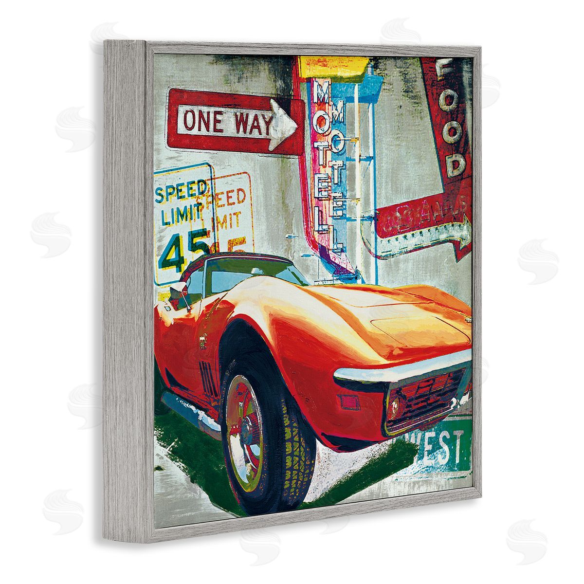 Ray Foster Vibrant Sports Car Pop Art Gray Framed Giclee Wall Art