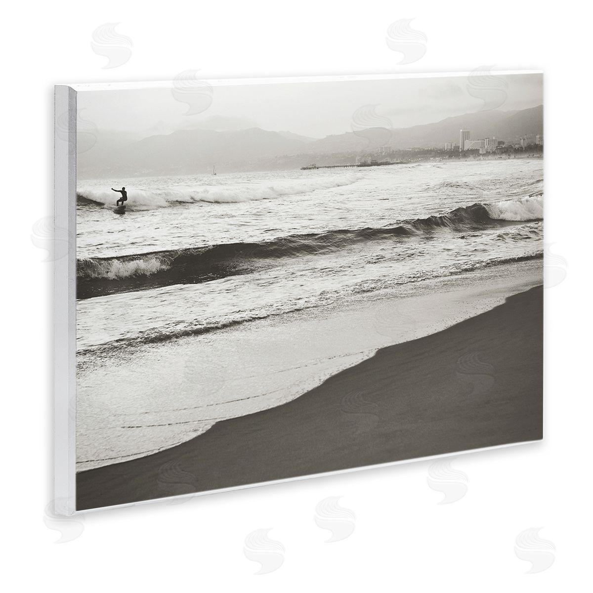 Myan Soffia Sepia Beach Wave Surfer Wall Plaque Art