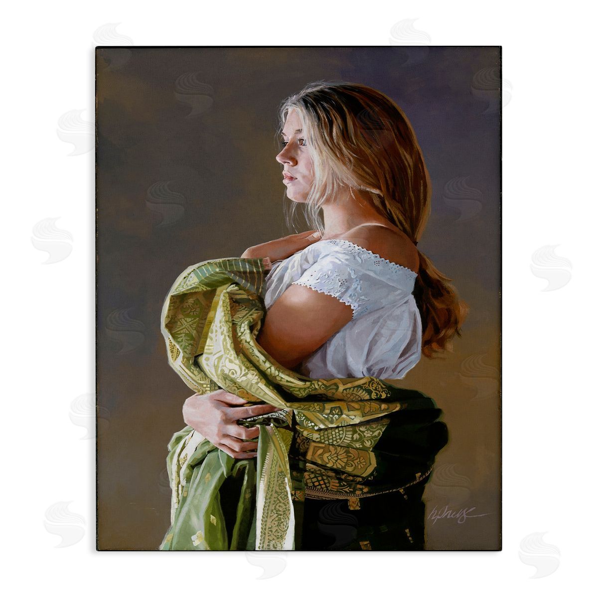 Heide Presse Woman with Intricate Cloth Canvas Wall Art