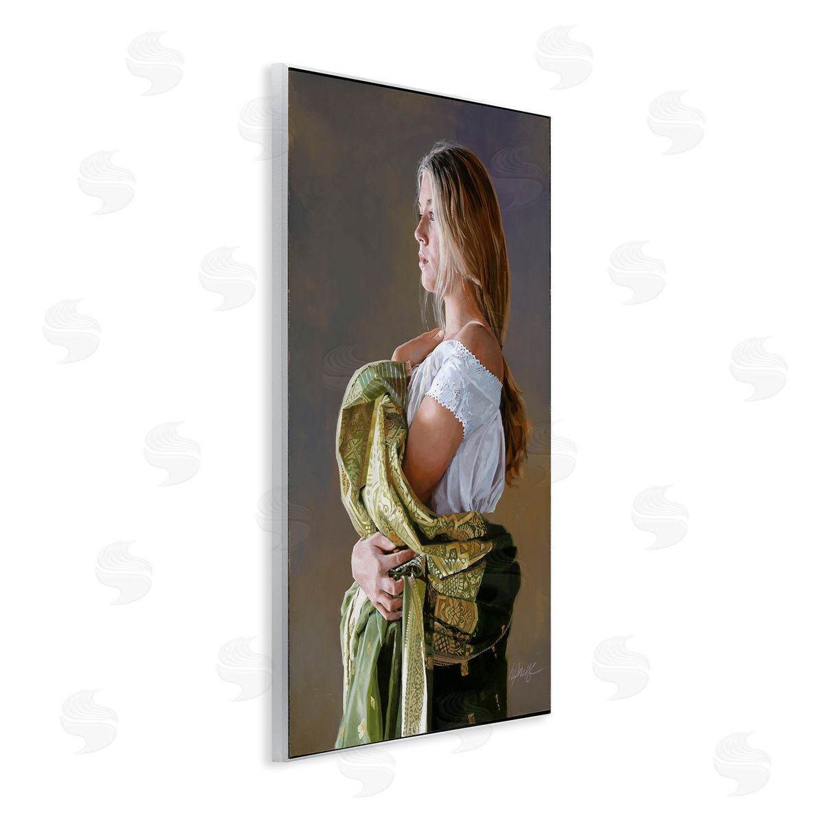 Heide Presse Woman with Intricate Cloth Wall Plaque Art