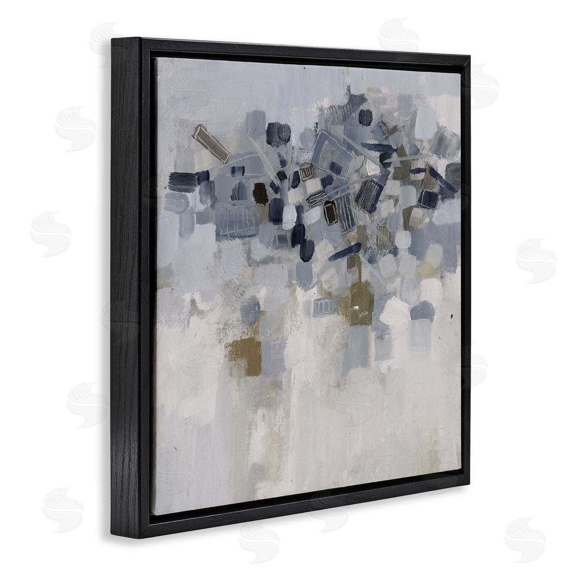 Smith Haynes Soft Blue Abstracted Shapes Detail Black Floater Frame Canvas Art