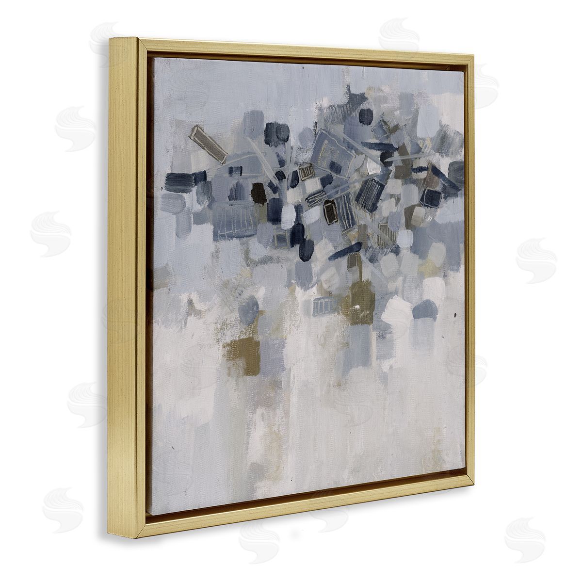 Smith Haynes Soft Blue Abstracted Shapes Detail Gold Floater Frame Canvas Art