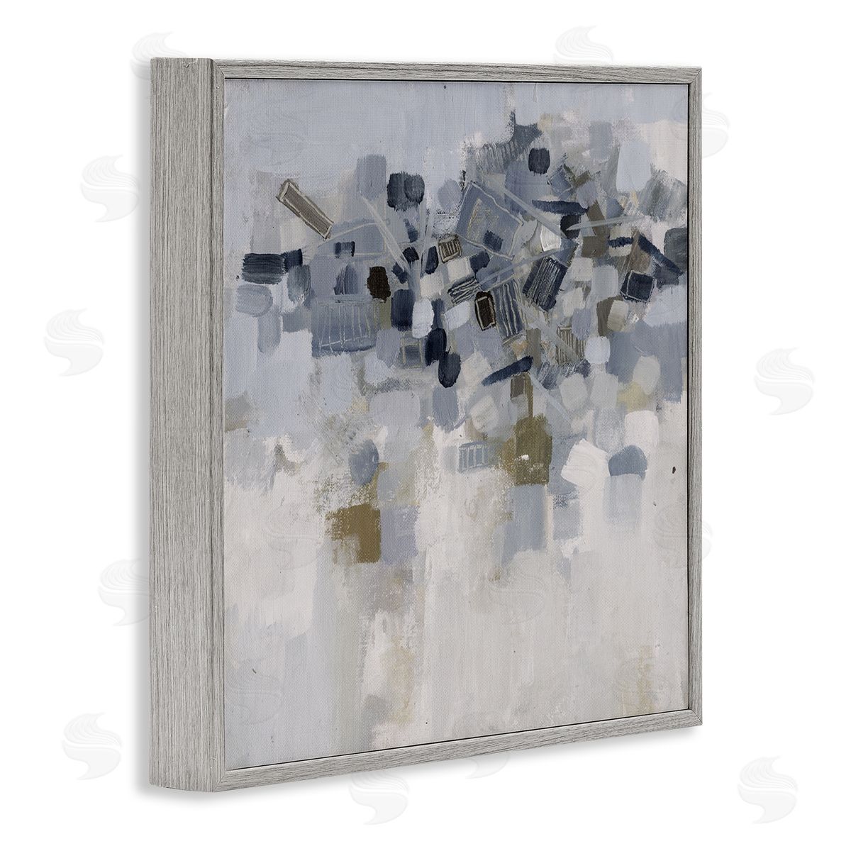 Smith Haynes Soft Blue Abstracted Shapes Detail Gray Framed Giclee Wall Art