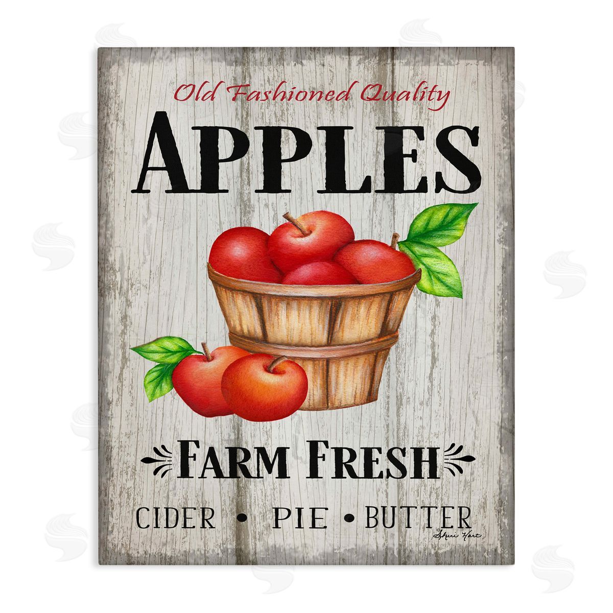 Sheri Hart Rustic Farm Fresh Apple Sign Canvas Wall Art