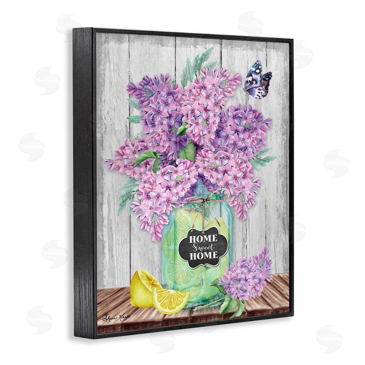 Sheri Hart Home Sweet Home Lilac Flowers  Black Framed Giclee Wall Art