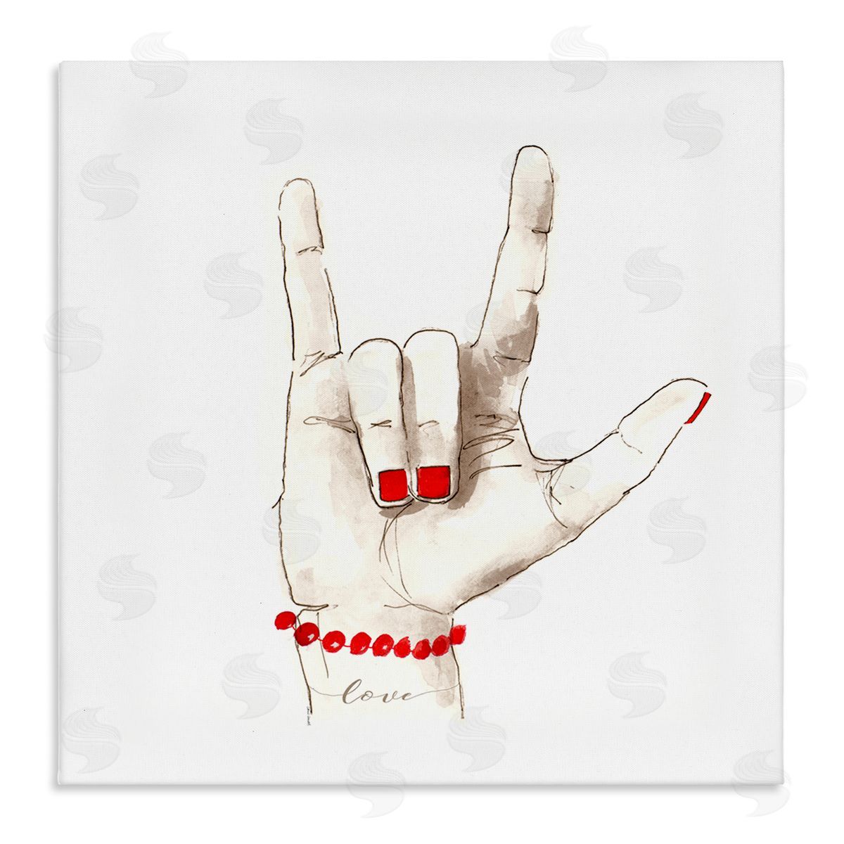 Lanie Loreth I Love You Sign Language Red Canvas Wall Art
