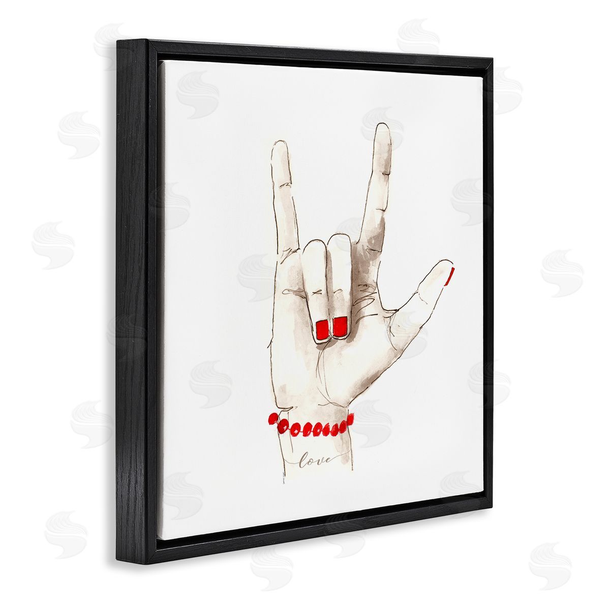 Lanie Loreth I Love You Sign Language Red Black Floater Frame Canvas Art