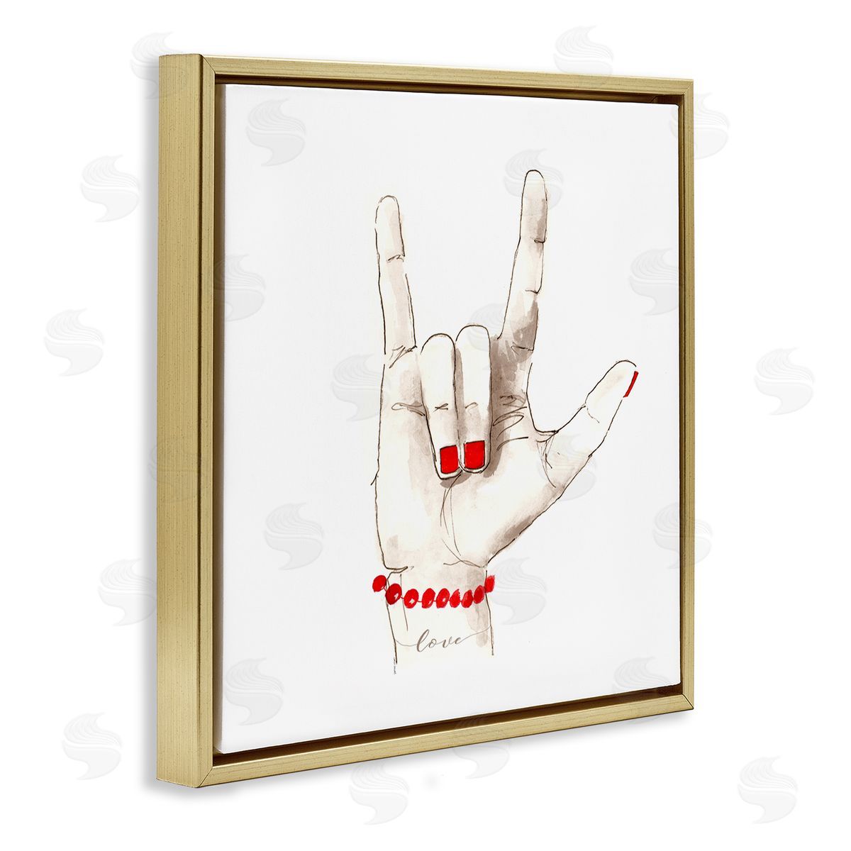 Lanie Loreth I Love You Sign Language Red Gold Floater Frame Canvas Art