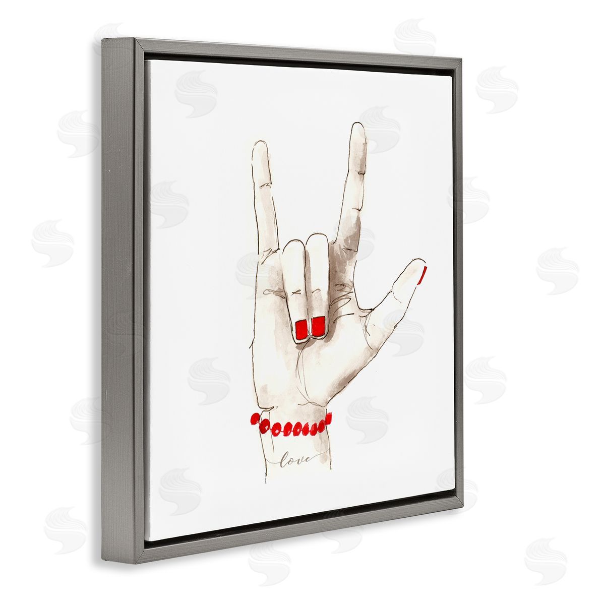 Lanie Loreth I Love You Sign Language Red Gray Floater Frame Canvas Art
