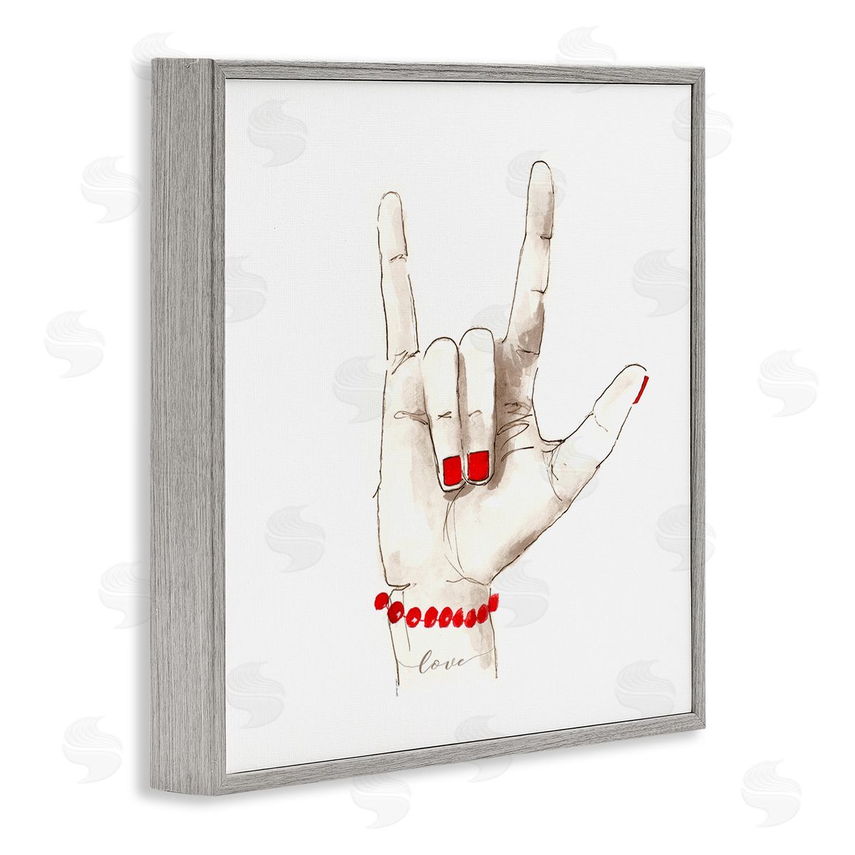 Lanie Loreth I Love You Sign Language Red Gray Framed Giclee Wall Art