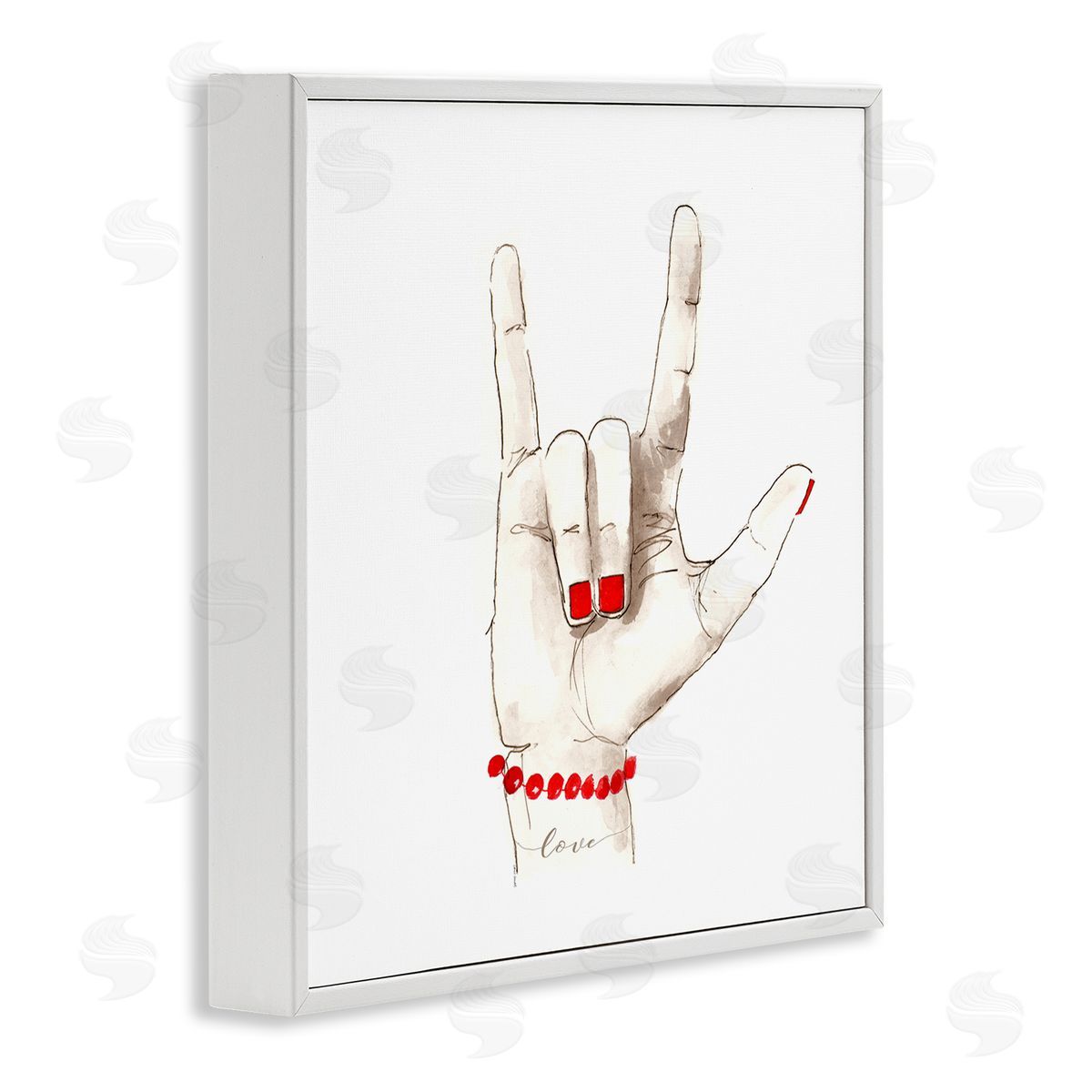 Lanie Loreth I Love You Sign Language Red White Framed Giclee Wall Art