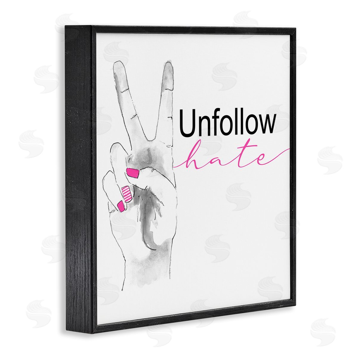 Lanie Loreth Unfollow Hate Peace Hand Sign  Black Framed Giclee Wall Art