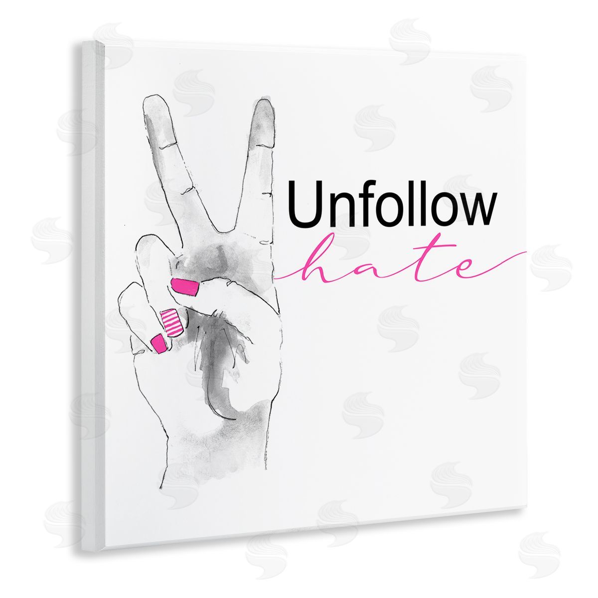 Lanie Loreth Unfollow Hate Peace Hand Sign  Wall Plaque Art