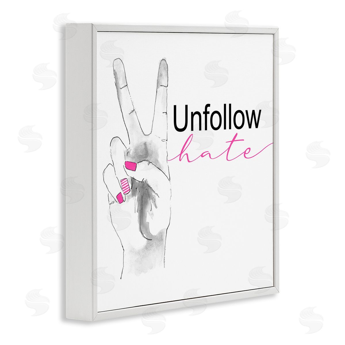 Lanie Loreth Unfollow Hate Peace Hand Sign  White Framed Giclee Wall Art