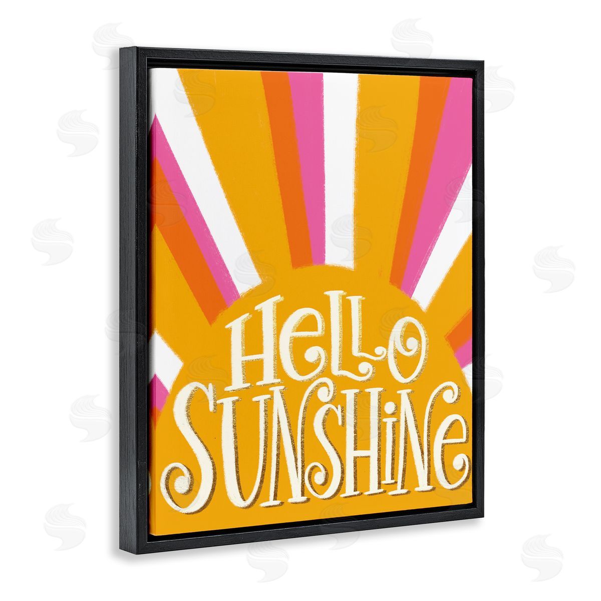 Taylor Shannon Designs Hello Sunshine Yellow Stripes Black Floater Frame Canvas Art
