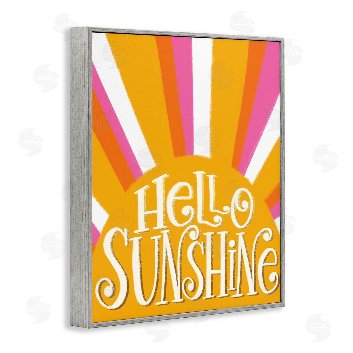 Taylor Shannon Designs Hello Sunshine Yellow Stripes Gray Framed Giclee Wall Art