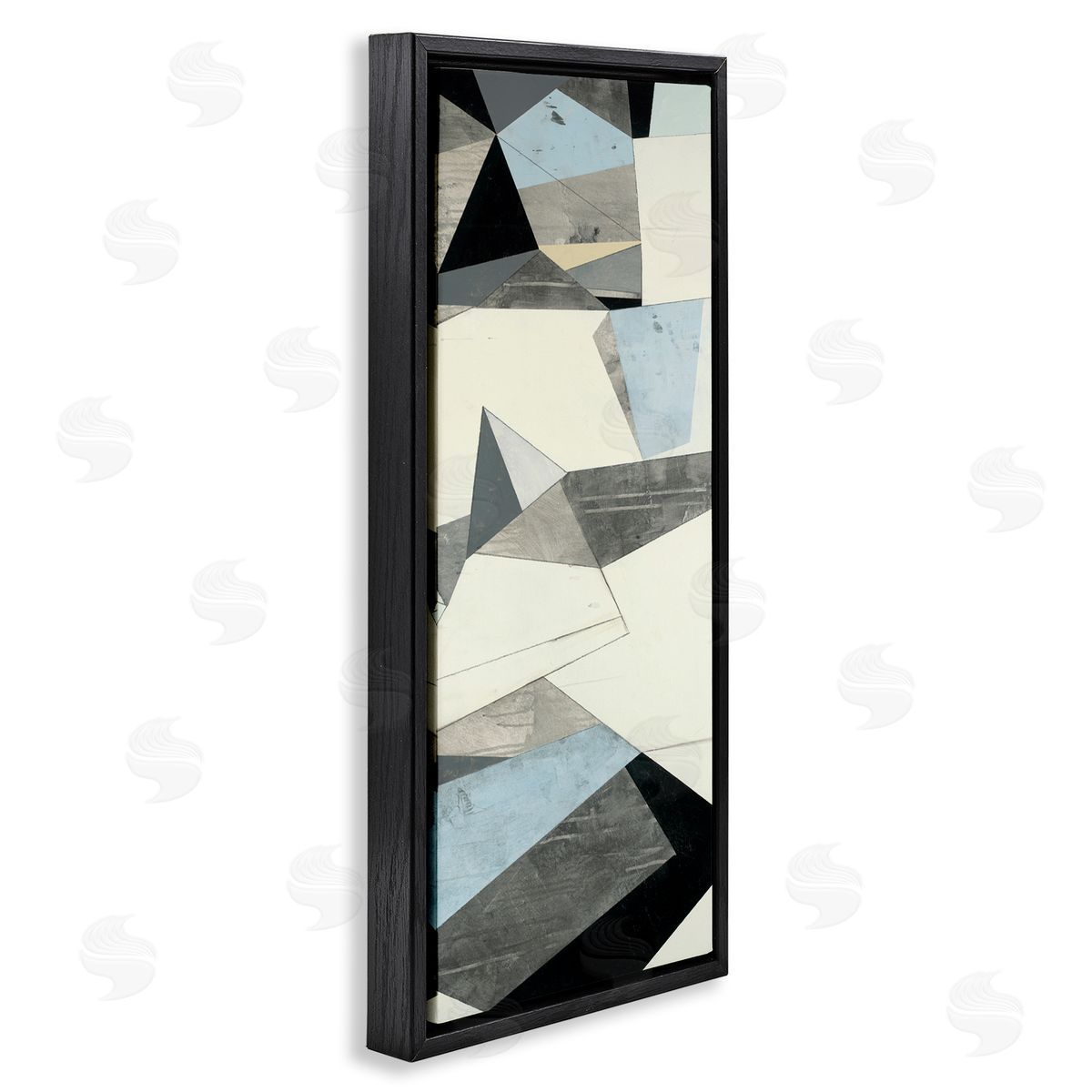 Beth Ann Lawson Angular Shapes Blue Grey Abstraction Black Floater Frame Canvas Art