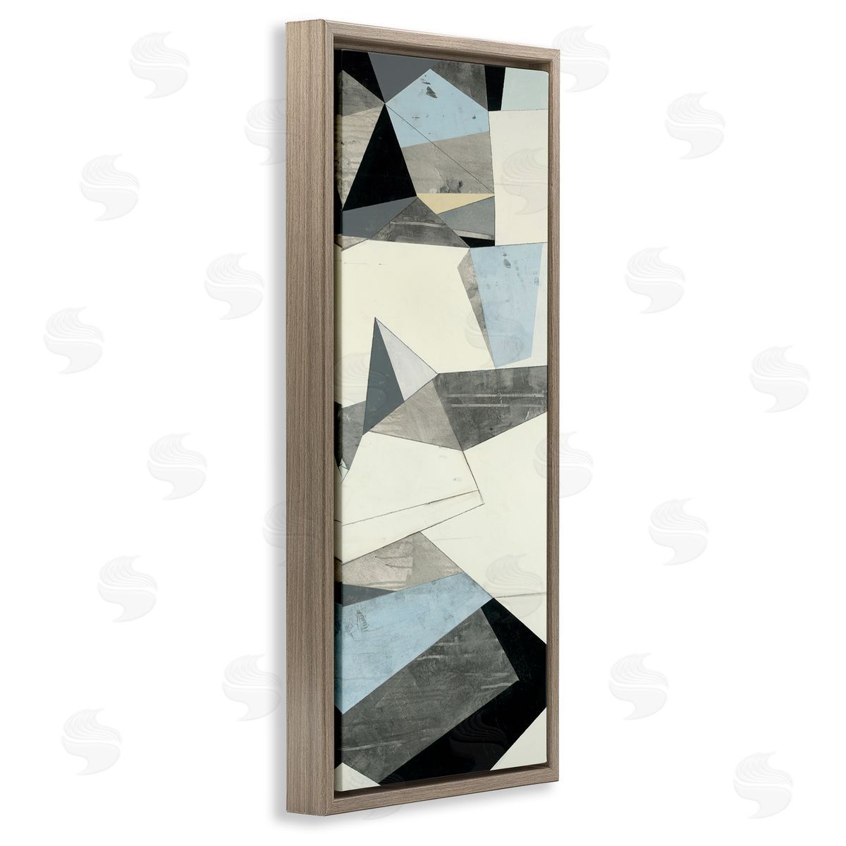 Beth Ann Lawson Angular Shapes Blue Grey Abstraction Brown Floater Frame Canvas Art