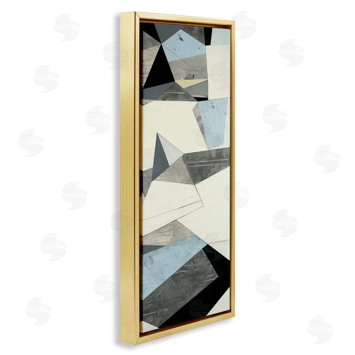 Beth Ann Lawson Angular Shapes Blue Grey Abstraction Gold Floater Frame Canvas Art