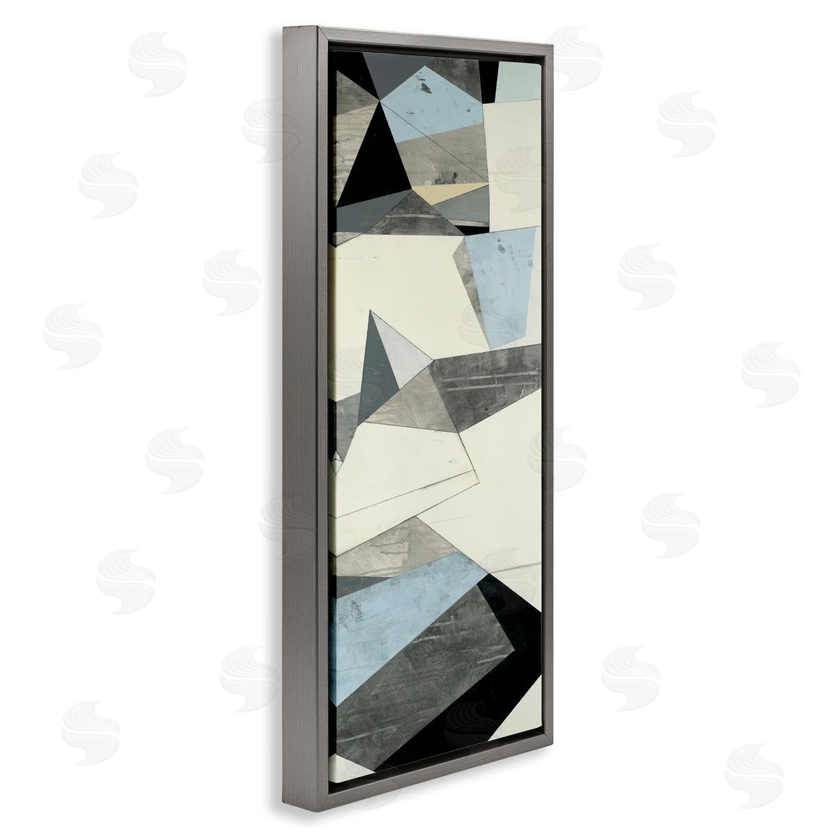 Beth Ann Lawson Angular Shapes Blue Grey Abstraction Gray Floater Frame Canvas Art