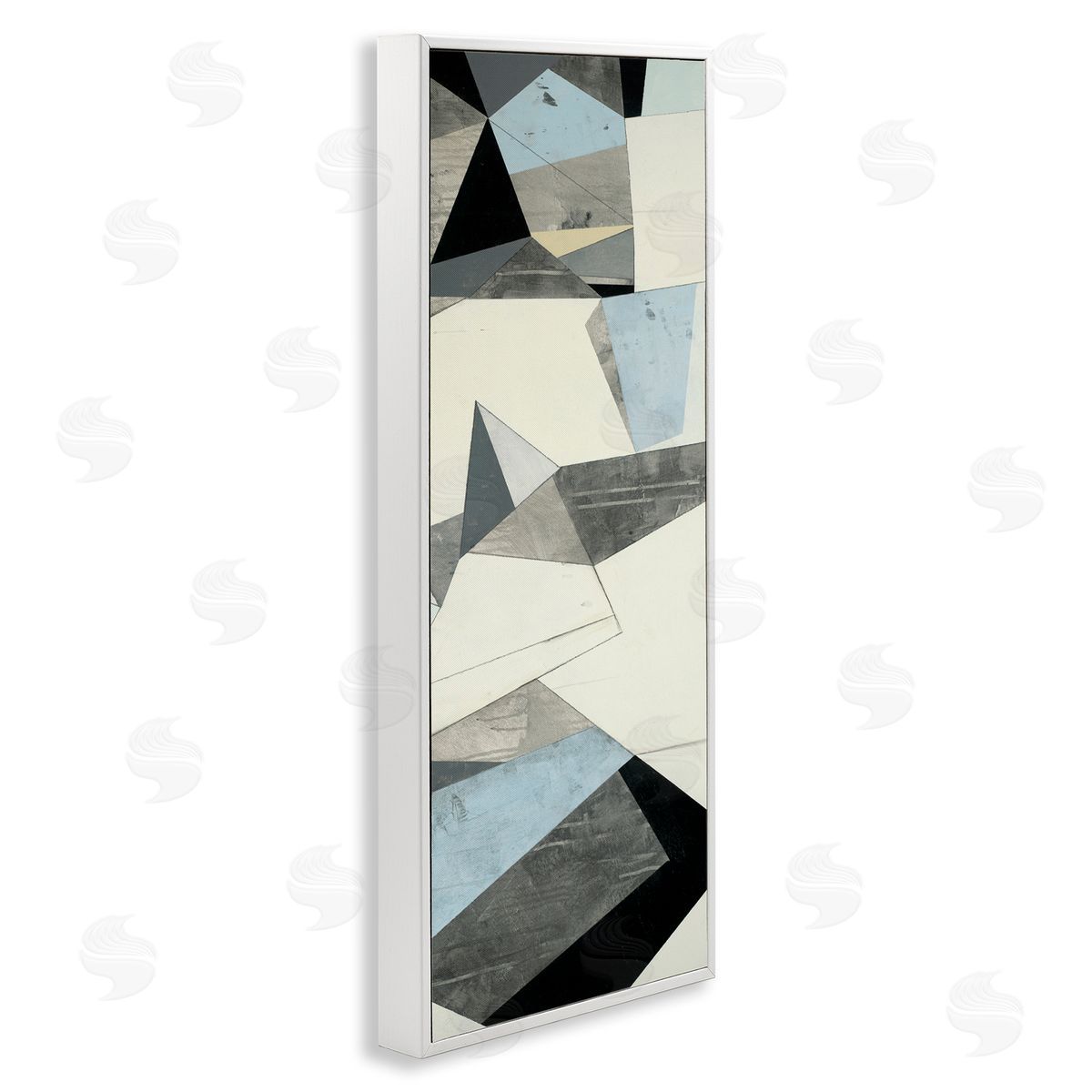 Beth Ann Lawson Angular Shapes Blue Grey Abstraction White Framed Giclee Wall Art