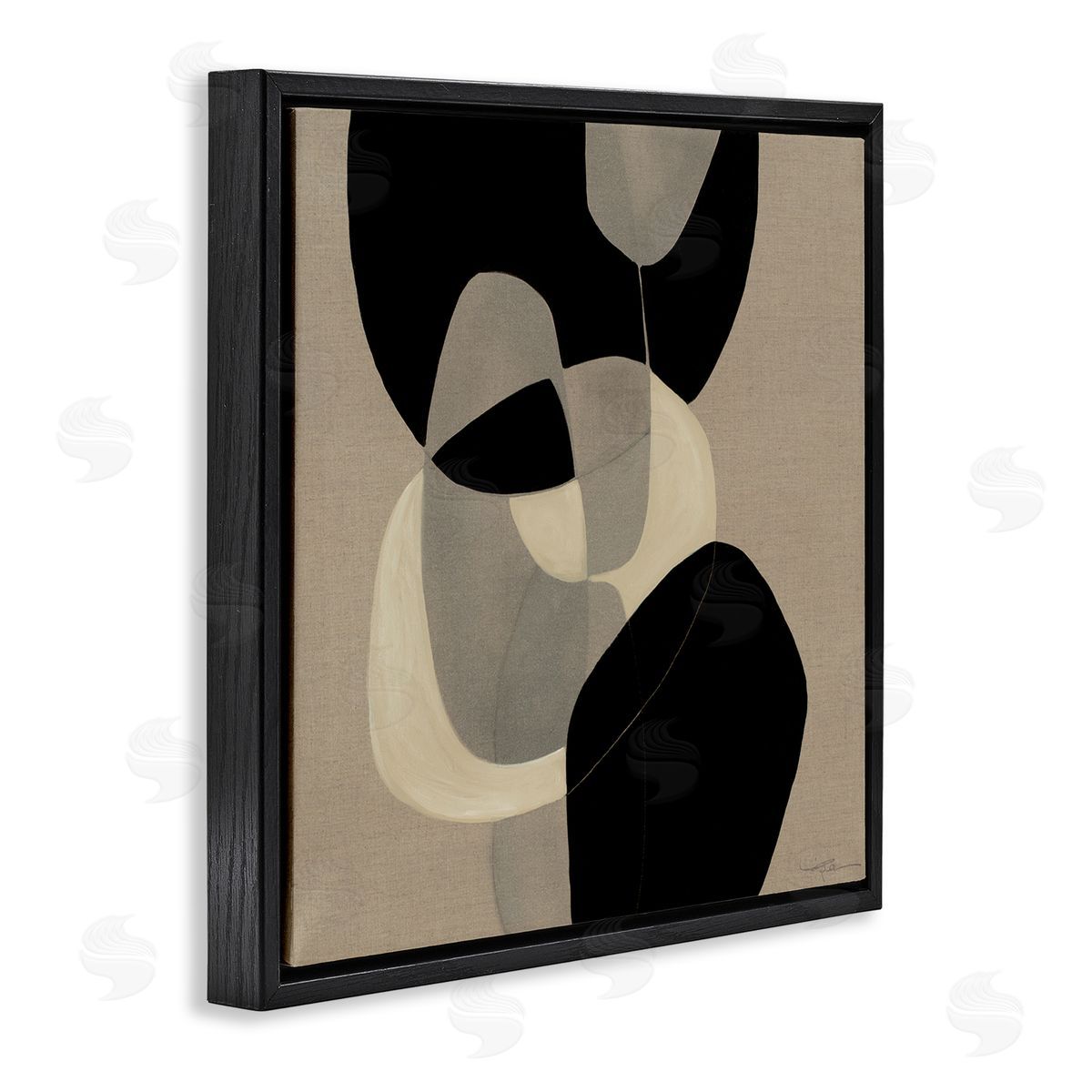 Kippi Leonard Neutral Shapes Abstract Brown Black Black Floater Frame Canvas Art