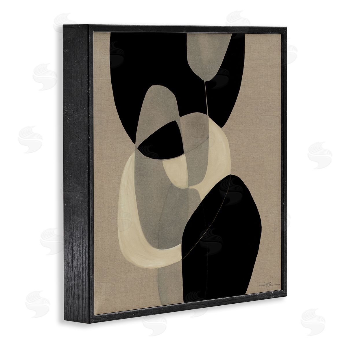 Kippi Leonard Neutral Shapes Abstract Brown Black Black Framed Giclee Wall Art