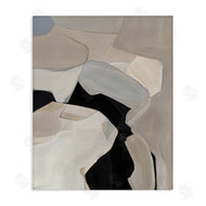 Kippi Leonard | Rounded Curves Abstract Beige Black