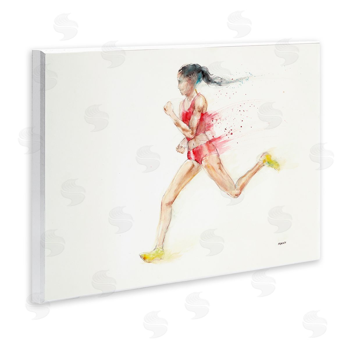 Patti Mann Watercolor Athlete Female Runner Wall Plaque Art