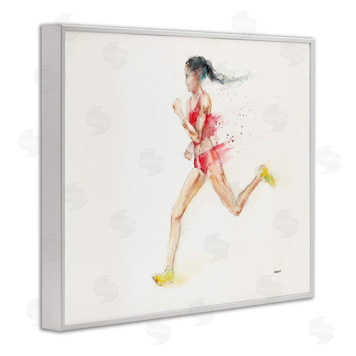 Patti Mann Watercolor Athlete Female Runner White Framed Giclee Wall Art